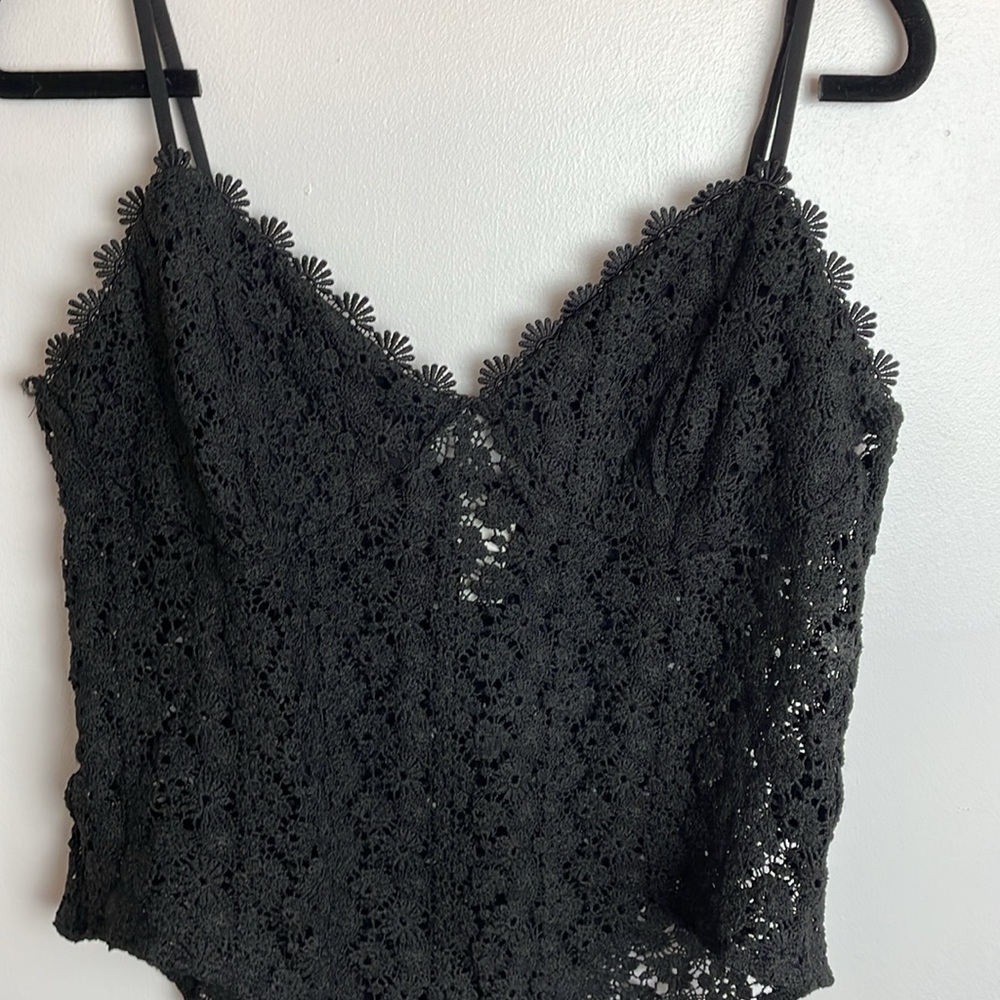 H&M Body Suit Lace Look Color Black Size XL - Picture 2 of 7